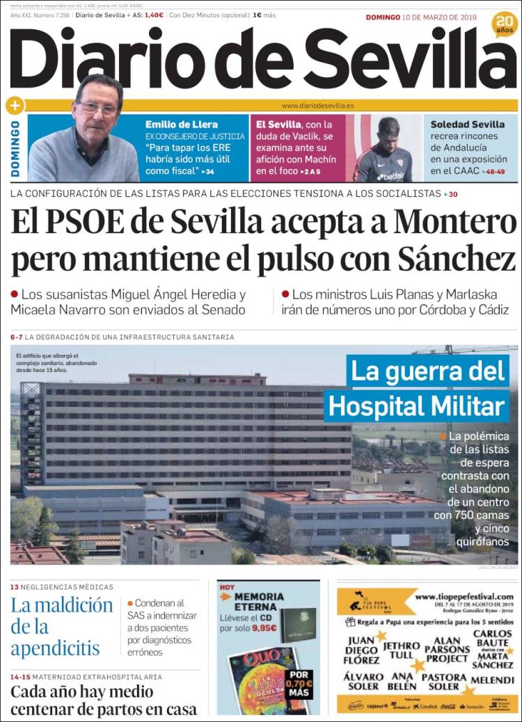 Portada de Diario de Sevilla (España)