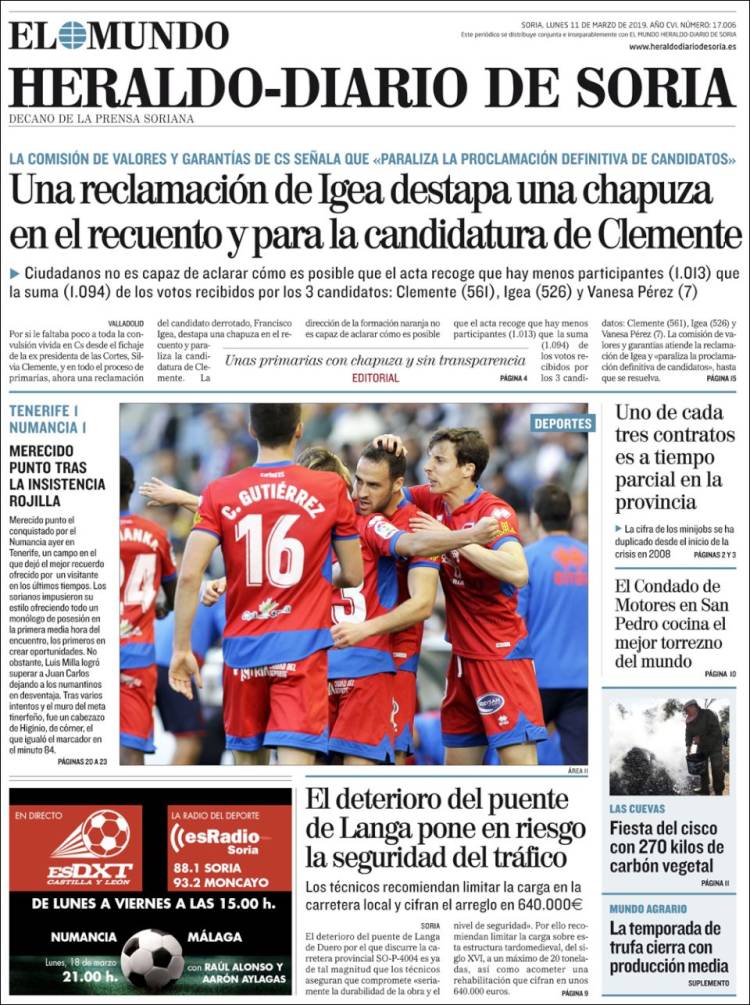 Portada de Diario de Soria (España)