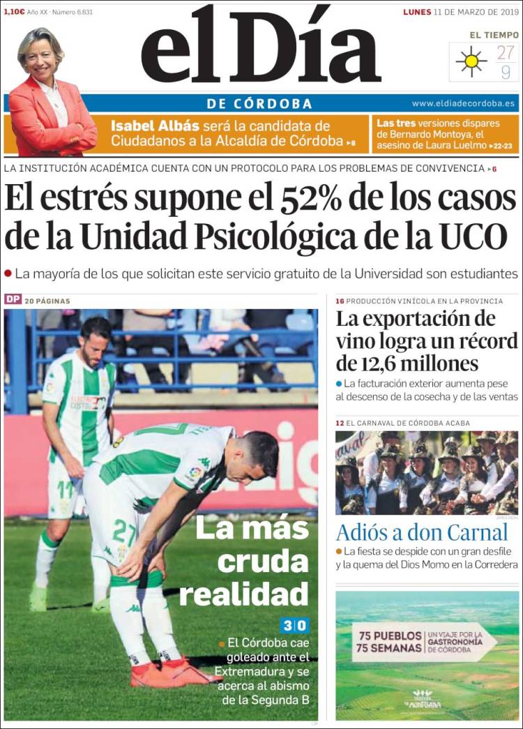 Portada de El Día de Córdoba (España)