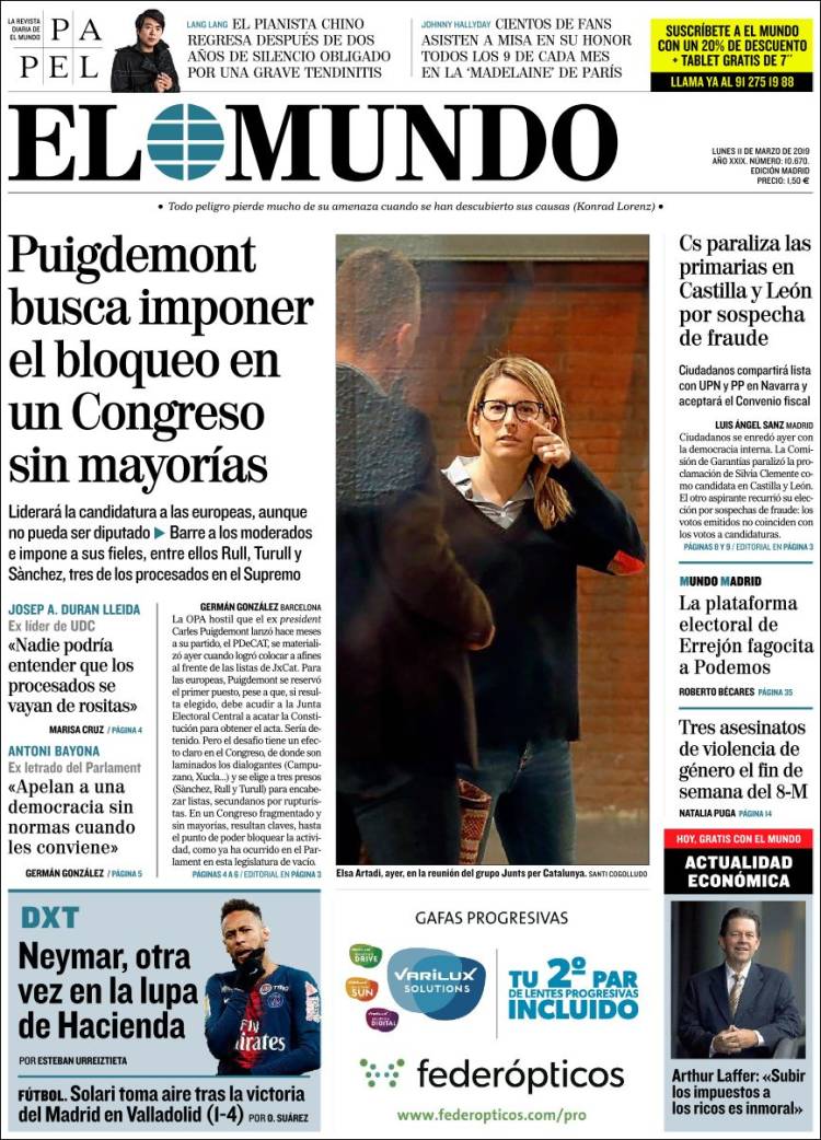 Portada de El Mundo (España)