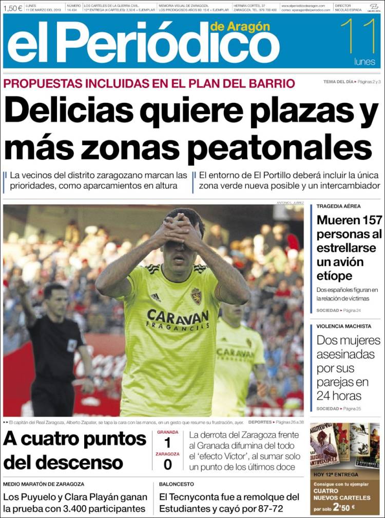 Portada de El Periódico de Aragón (España)