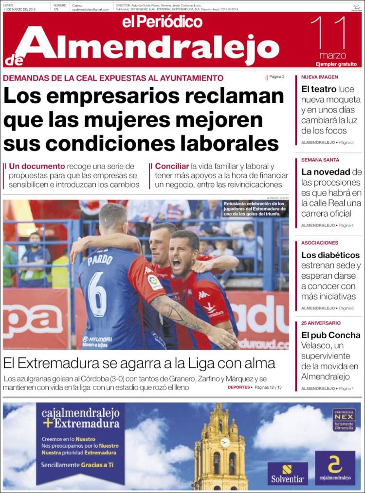 Portada de El Periódico de Extremadura (España)