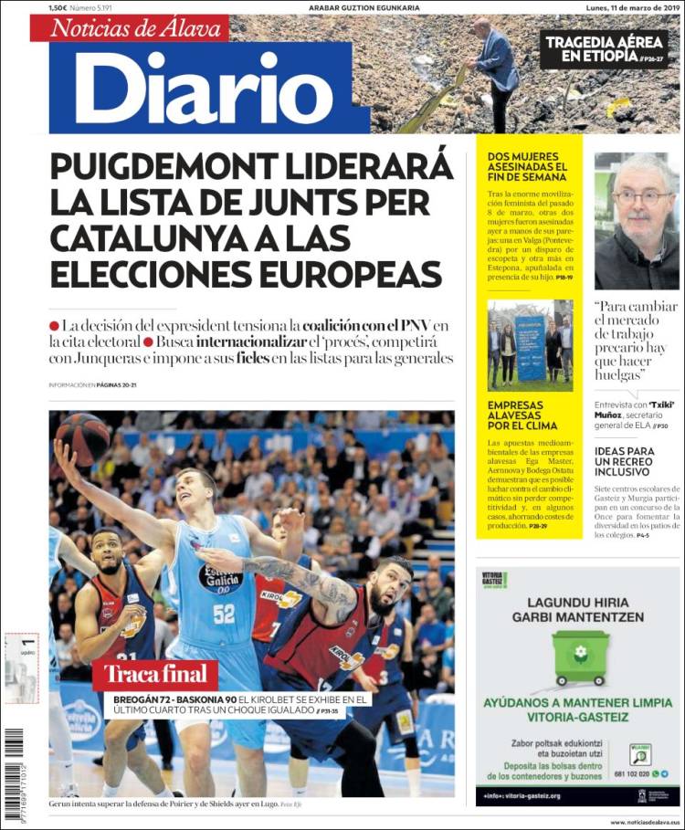 Portada de Noticias de Álava (España)