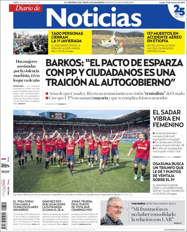 Portada de Noticias de Navarra (España)