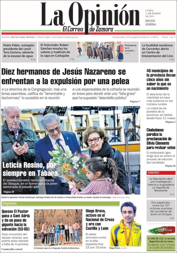 Portada de La Opinión - El Correo de Zamora (España)