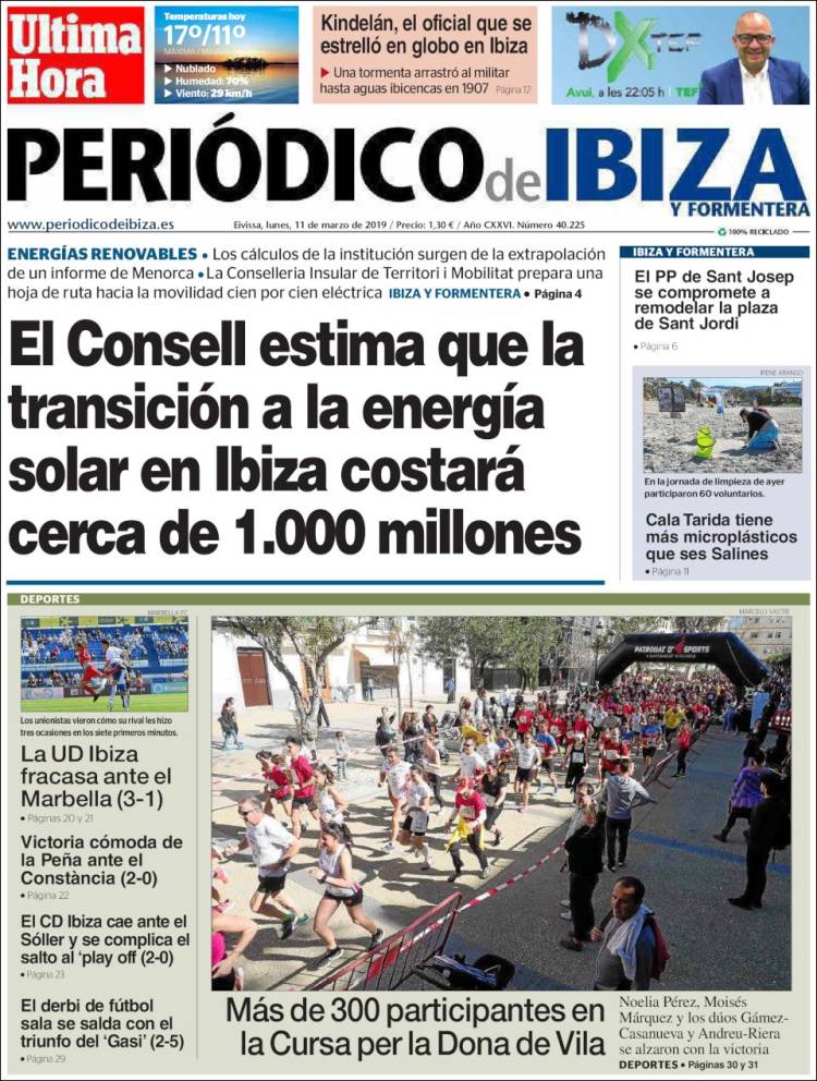 Portada de Periódico de Ibiza (España)