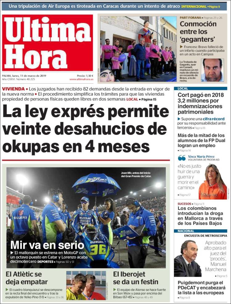 Portada de Última Hora (España)