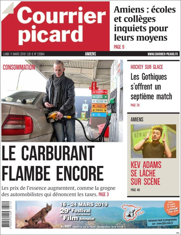 Portada de Courrier Picard (Francia)