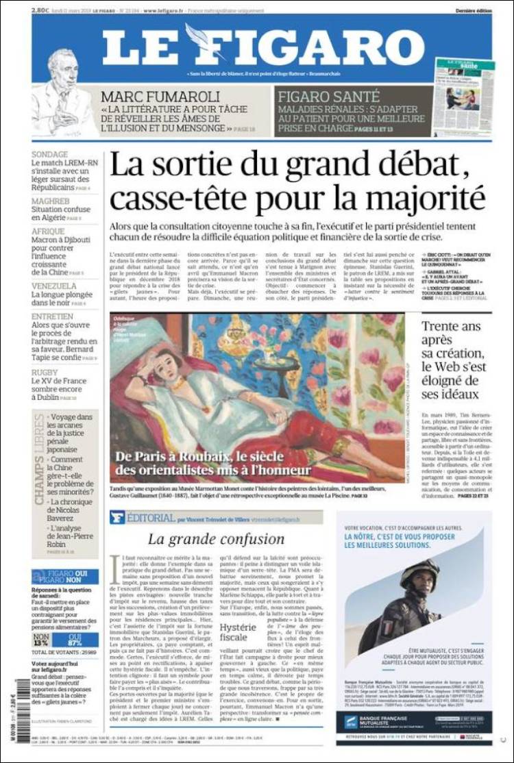 Portada de Le Figaro (Francia)