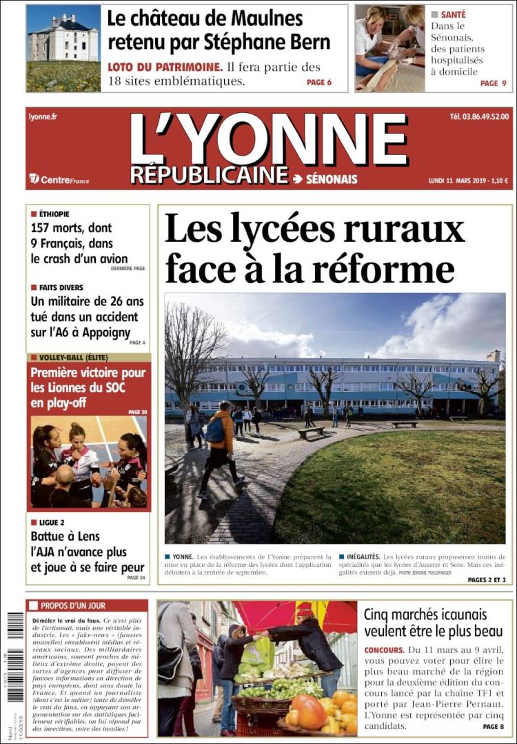 Portada de L'Yonne-Républicaine (Francia)