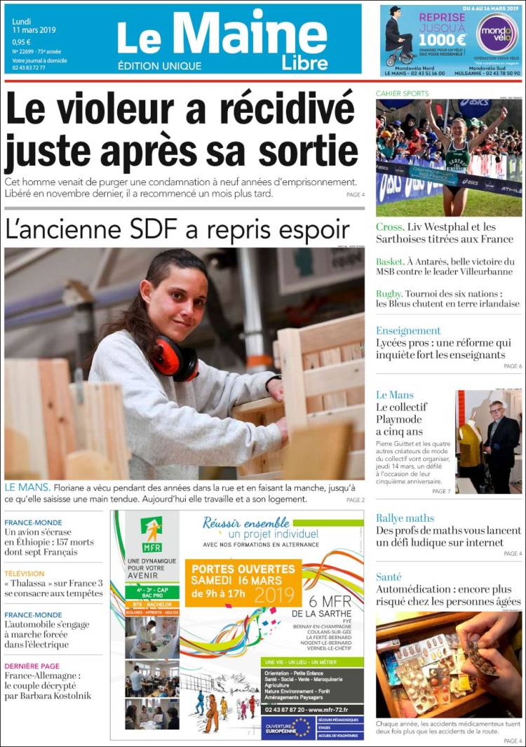 Portada de Le Maine Libre (Francia)