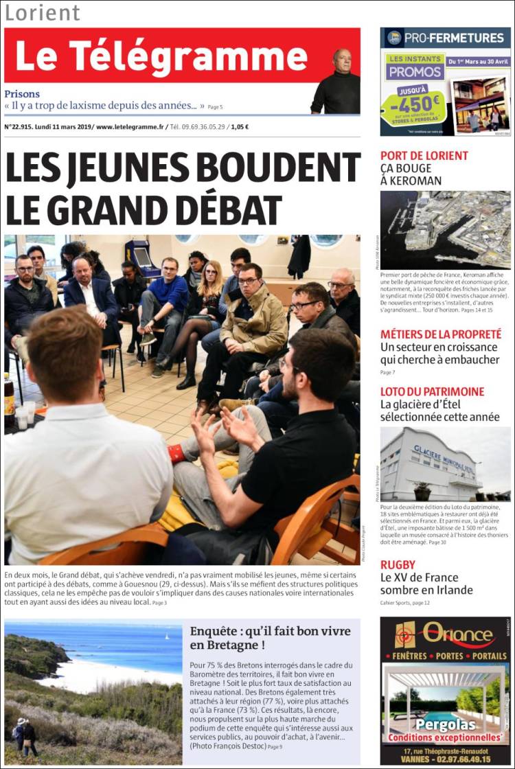 Portada de Télégramme (Francia)