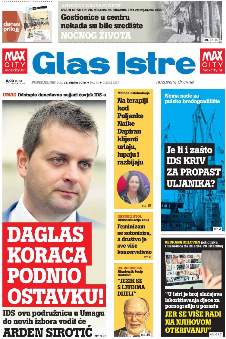 Portada de Glas Istre (Croacia)