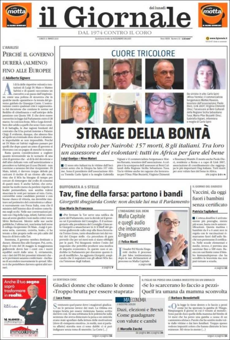 Portada de il Giornale (Italia)