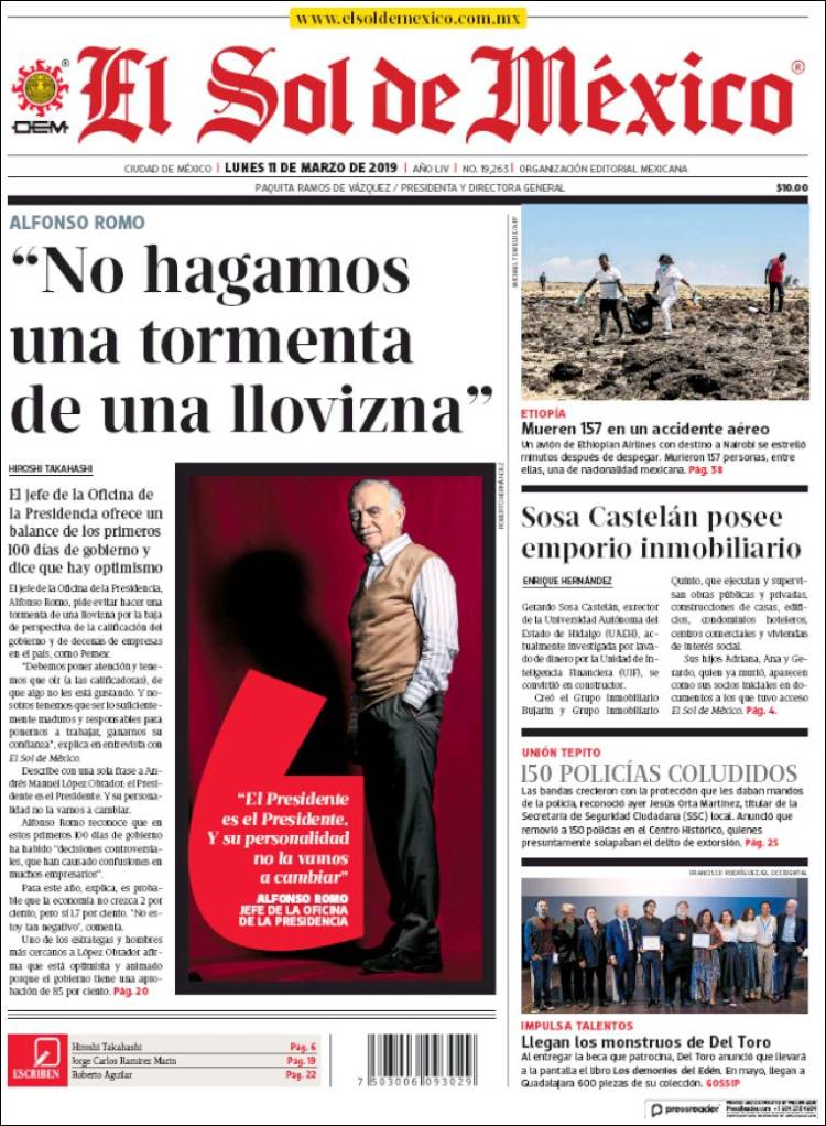 Portada de El Sol de México (M&eacute;xico)