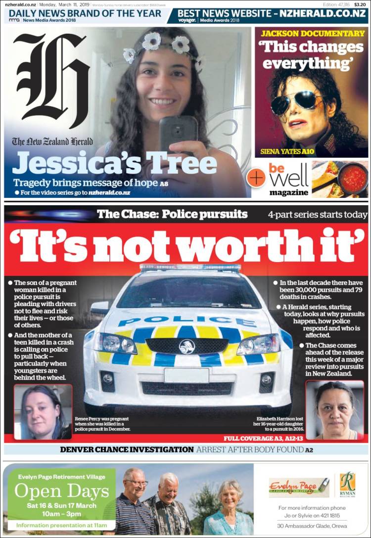Portada de The New Zealand Herald (Nueva Zelanda)