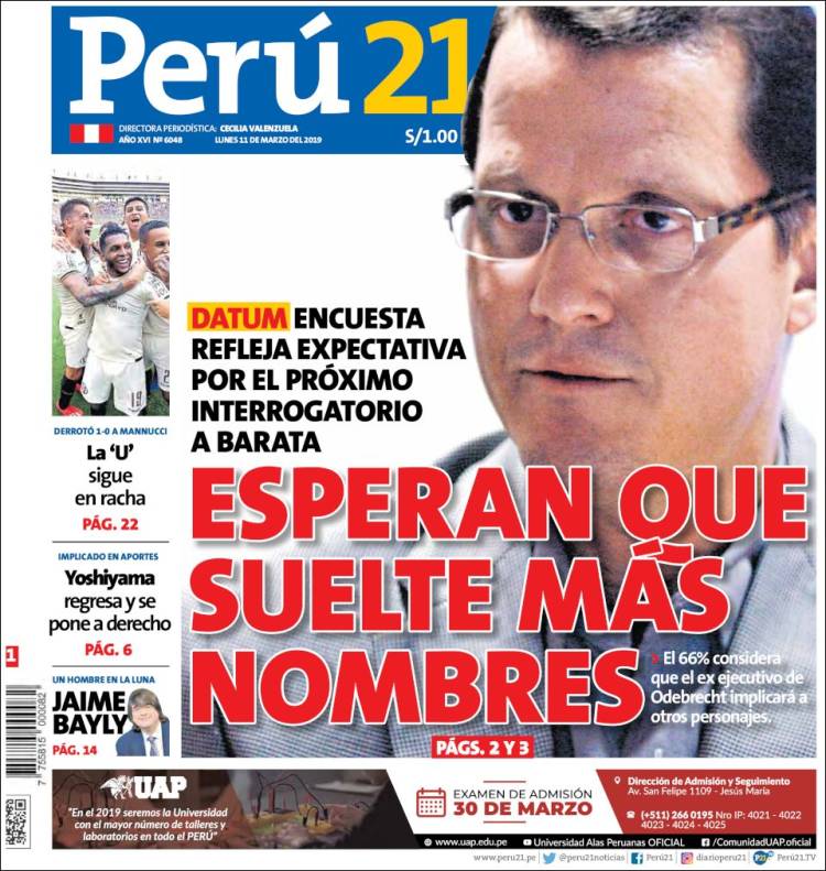 Portada de Perú 21 (Per&uacute;)