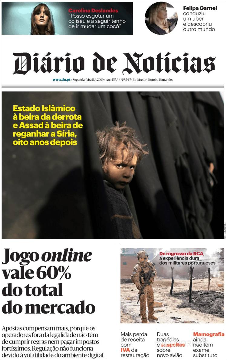 Portada de Diário de Noticias (Portugal)