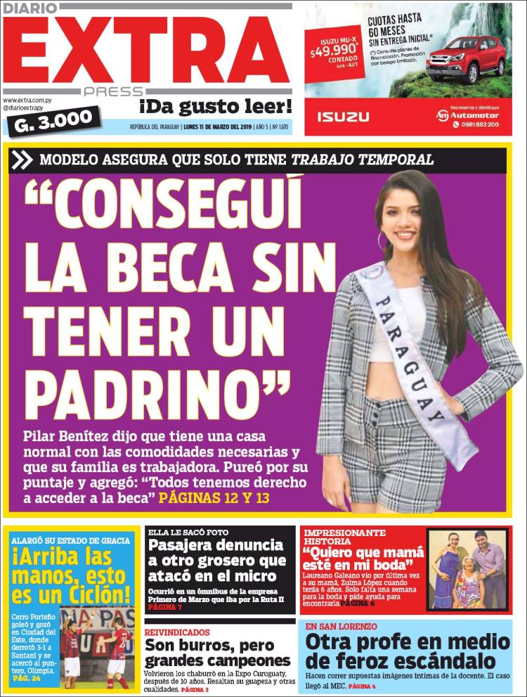 Portada de Diario Extra (Paraguay)