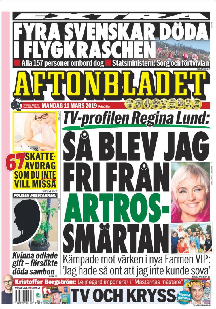 Portada de Aftonbladet (Suecia)