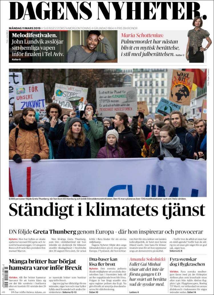 Portada de Dagens Nyheter (Suecia)