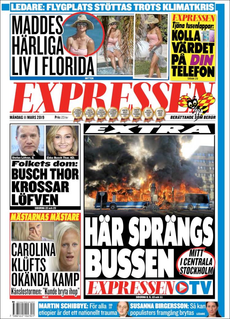Portada de Expressen (Suecia)