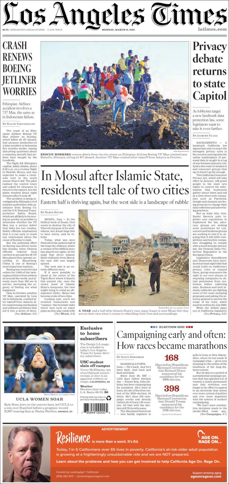 Portada de Los Angeles Times (USA)