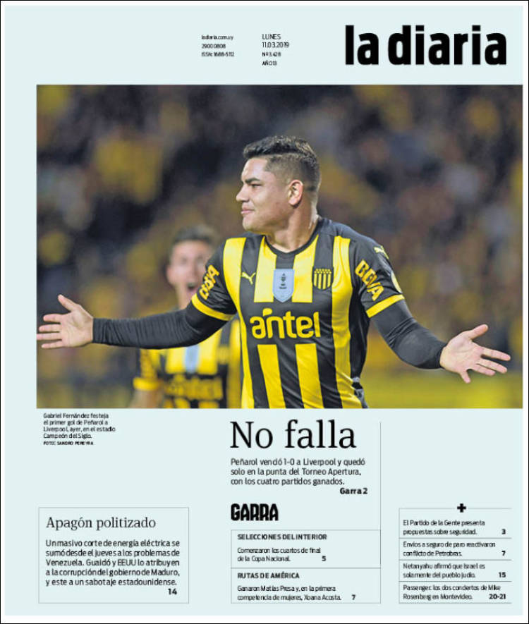 Portada de La Diaria (Uruguay)