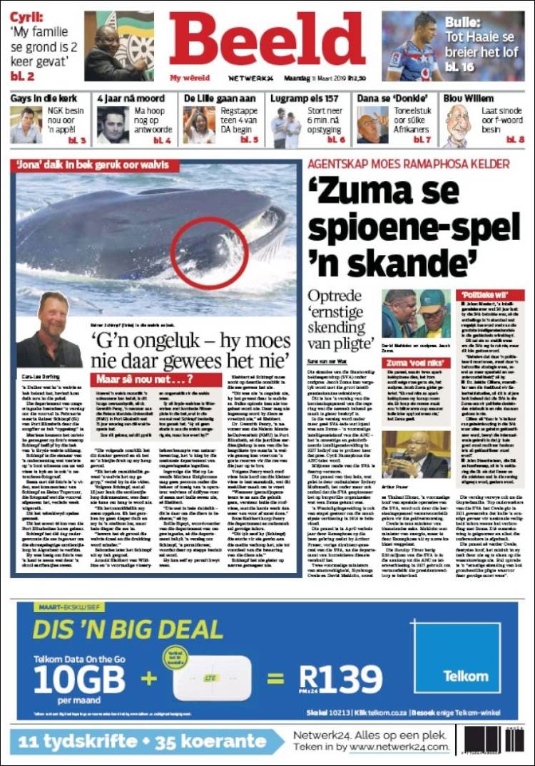 Portada de Beeld (Sud&aacute;frica)