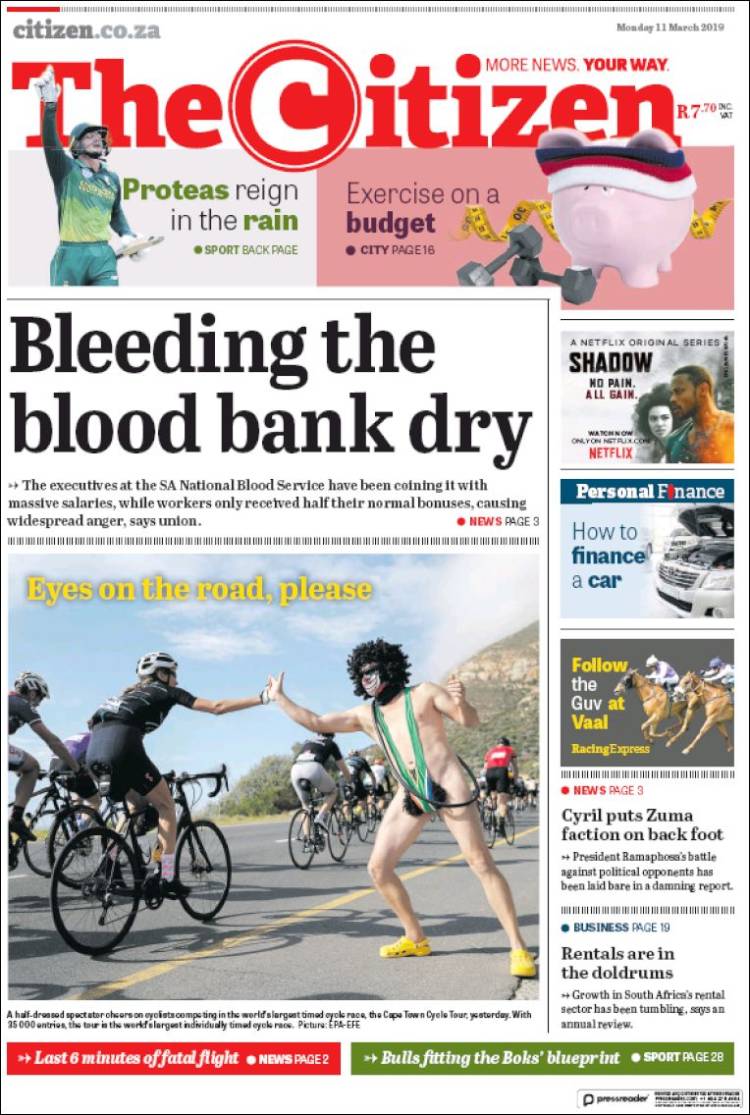 Portada de The Citizen (Sud&aacute;frica)