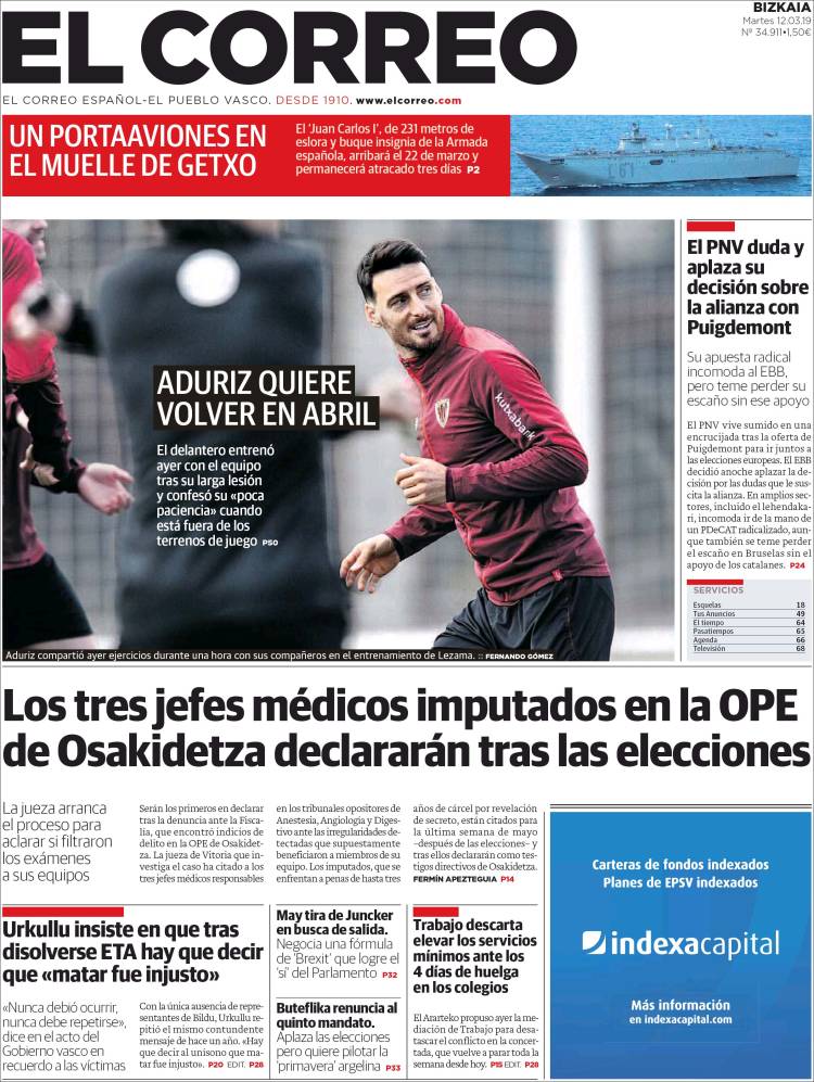 Portada de El Correo (España)