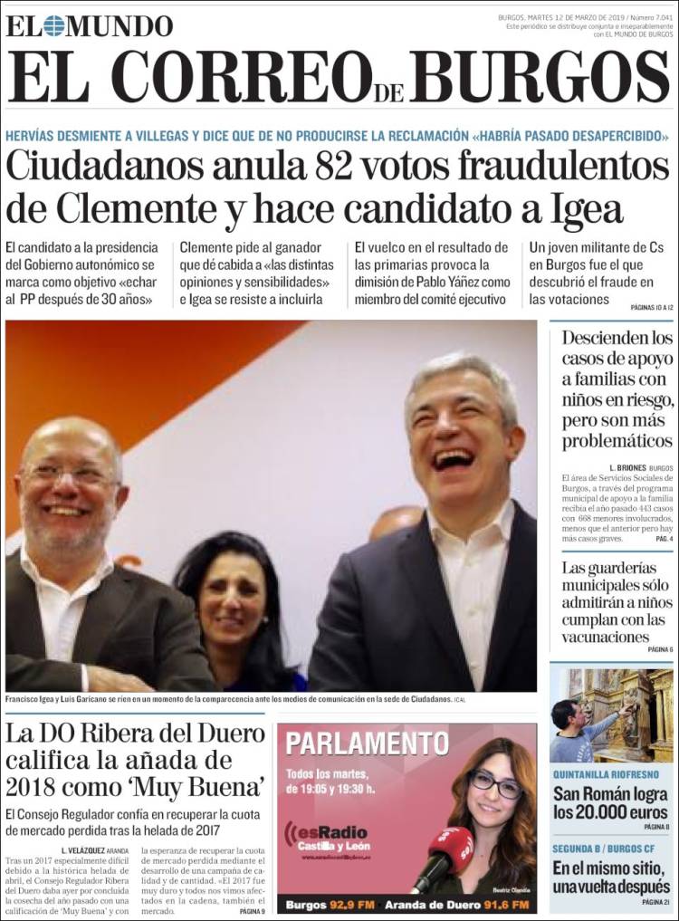 Portada de El Correo de Burgos (España)