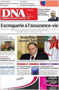 Portada de Les Dernières Nouvelles d'Alsace (Francia)