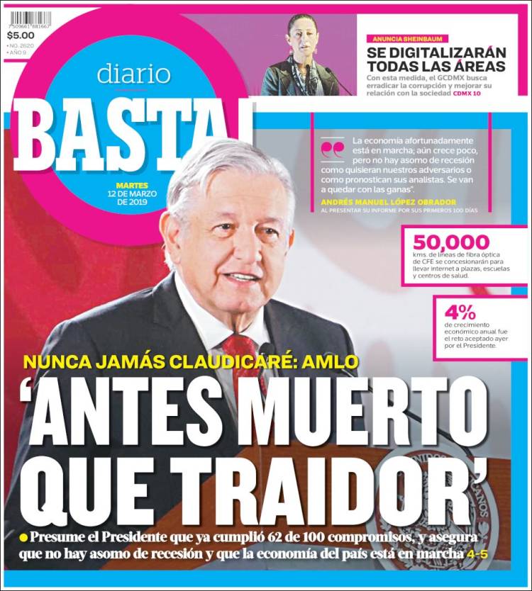 Portada de Diario Basta (México)