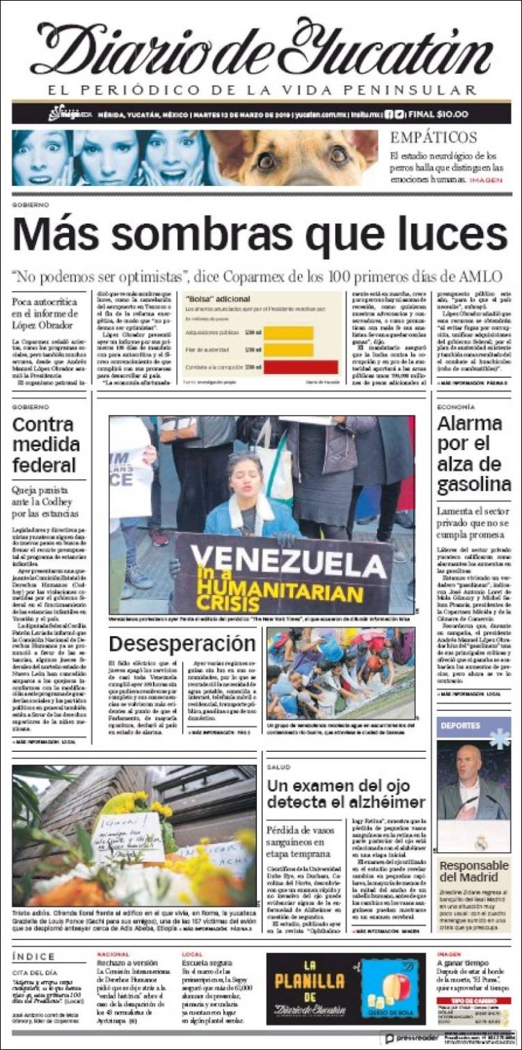 Portada de Diario de Yucatán (México)