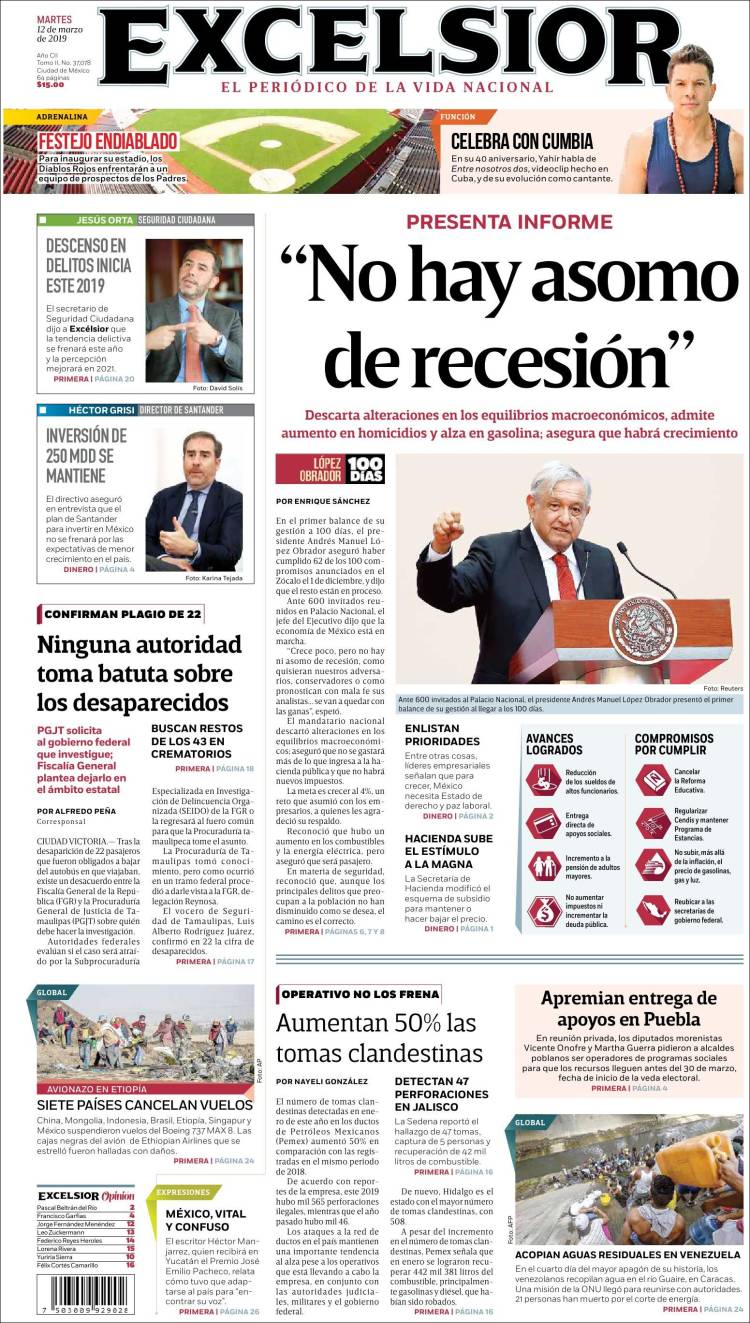 Portada de Excelsior (México)