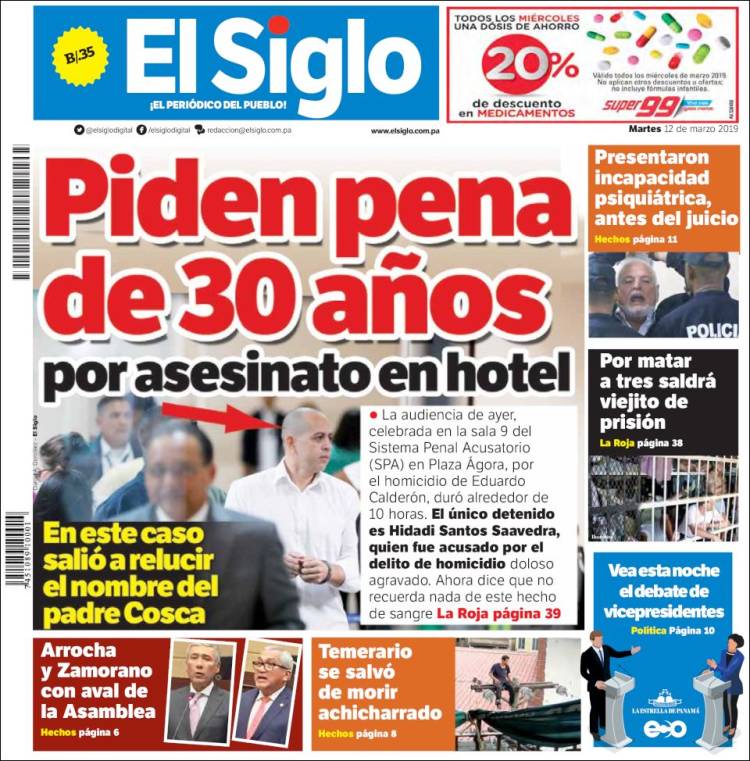 Portada de El Siglo (Panamá)