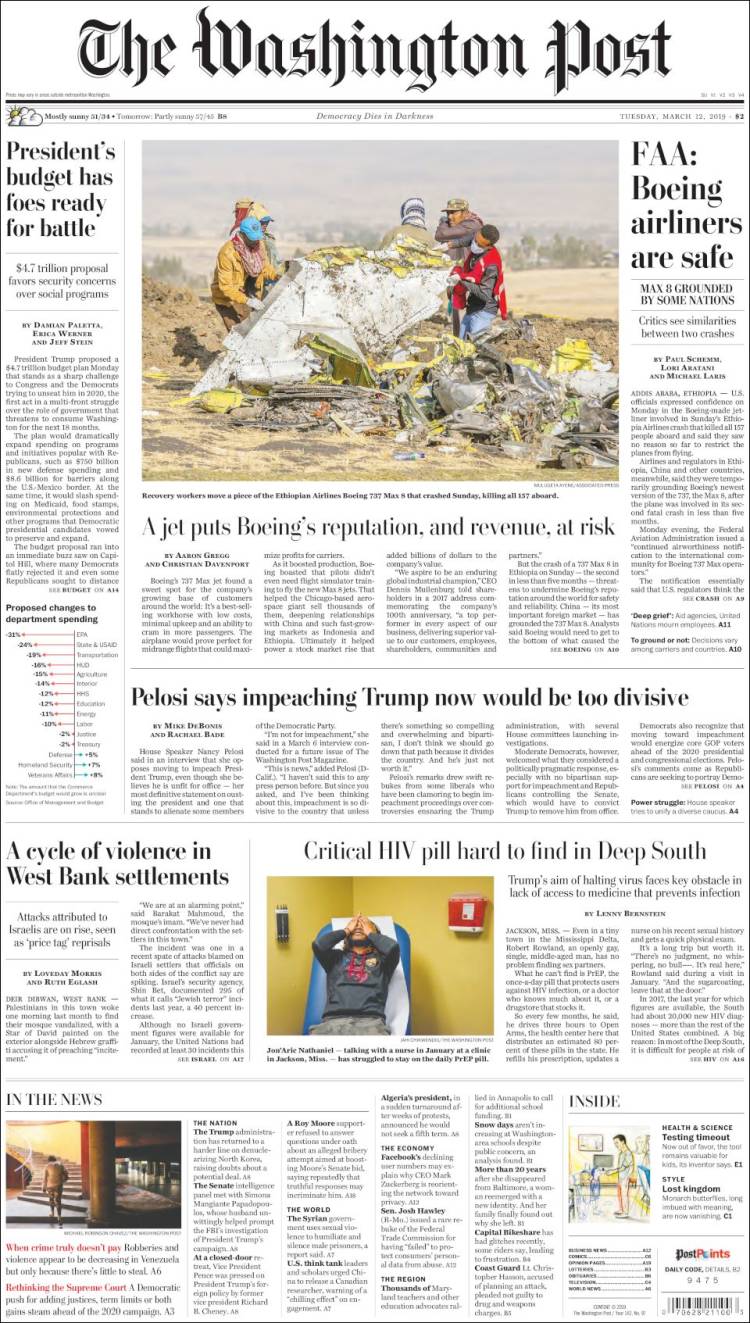 Portada de The Washington Post (USA)