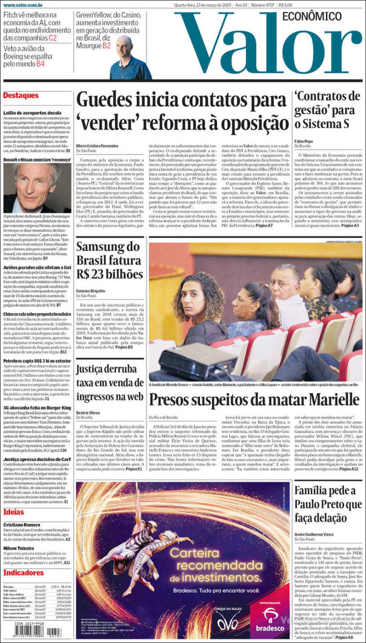 Portada de Valor Econômico (Brasil)