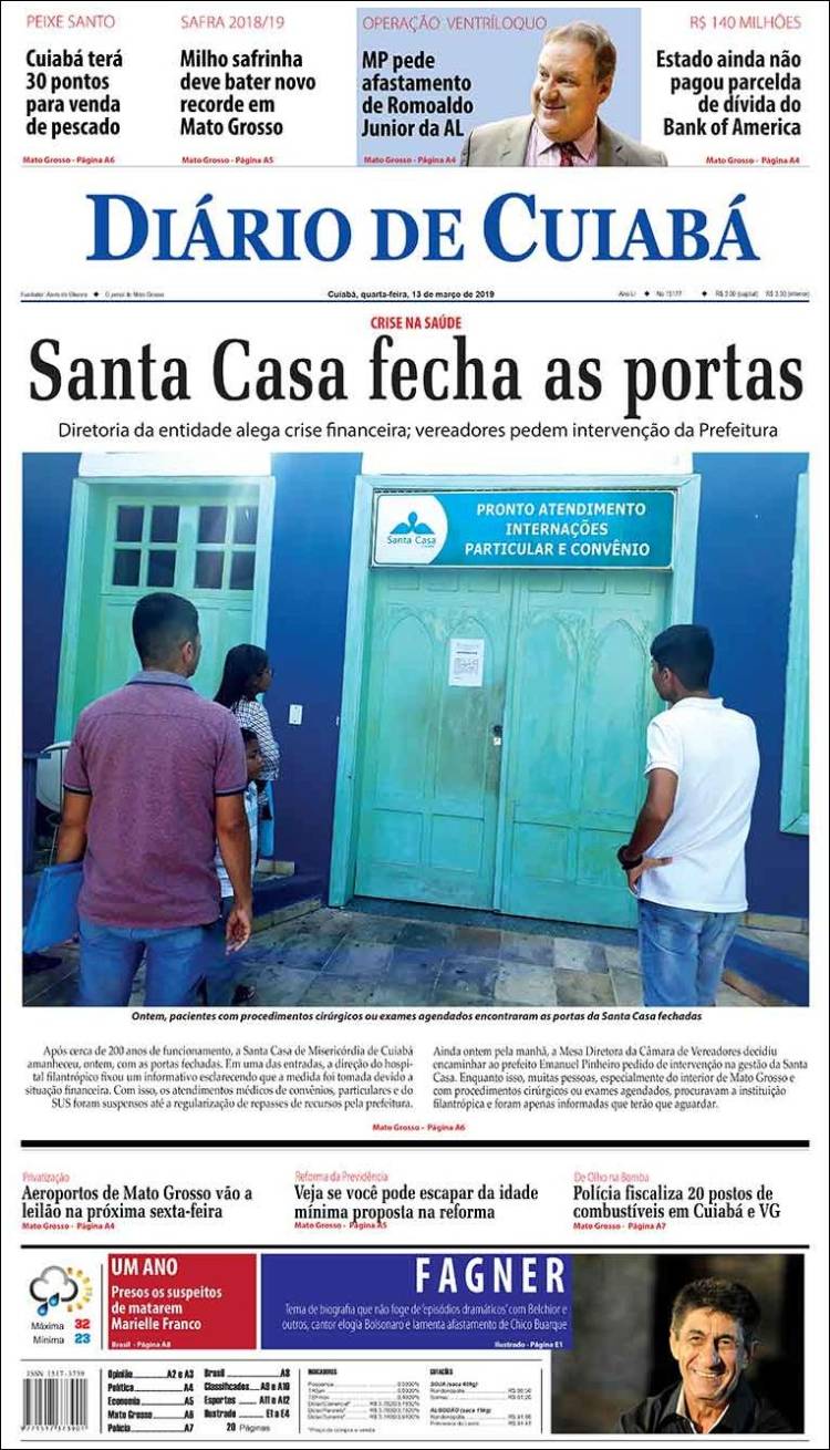 Portada de Diário de Cuiabá (Brasil)