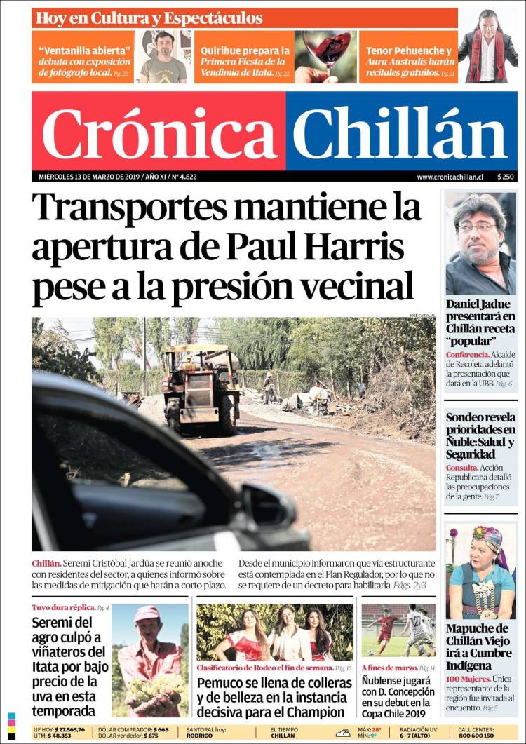 Portada de Crónica Chillán (Chile)