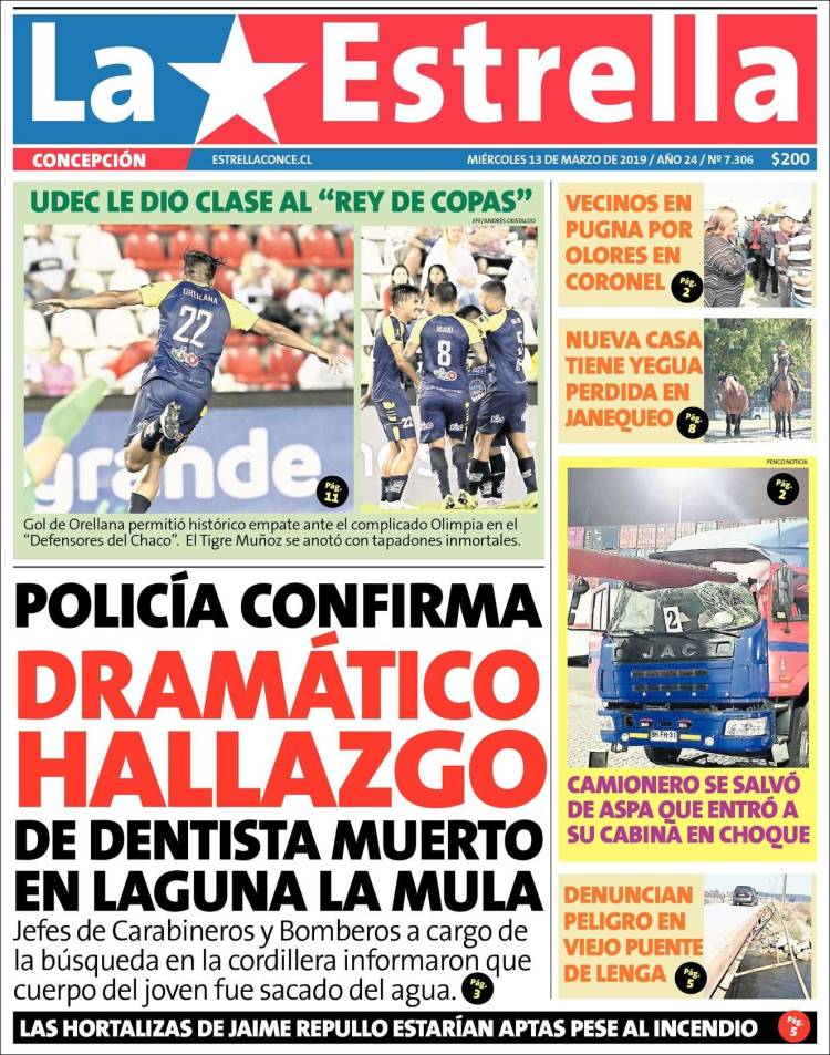 Portada de La Estrella de Concepción (Chile)