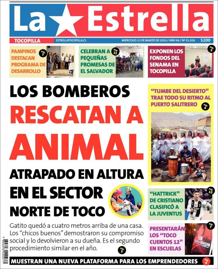 Portada de La Estrella de Tocopilla (Chile)