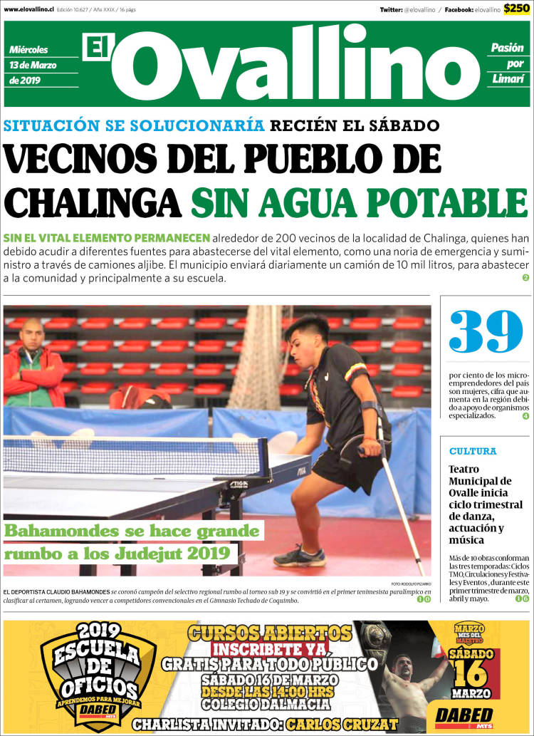 Portada de El Ovallino (Chile)