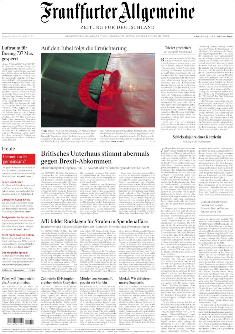 Portada de Frankfurter Allgemeine (Alemania)