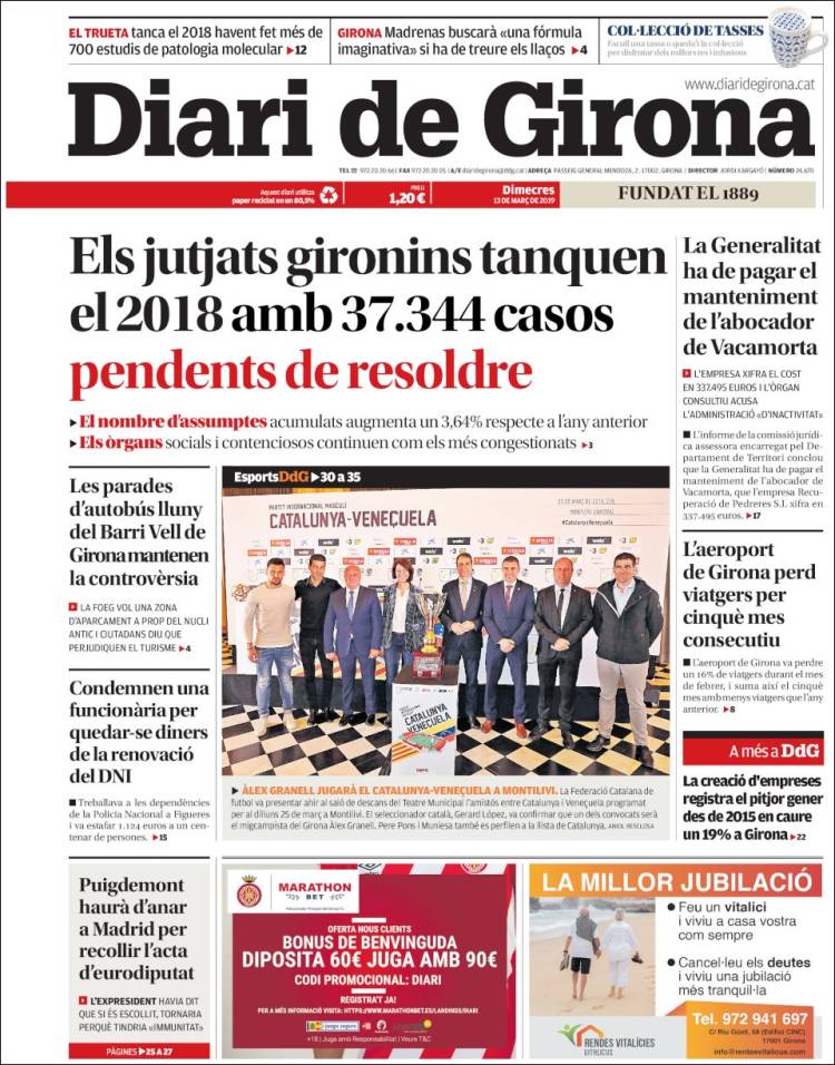 Portada de Diari de Girona (Espa&ntilde;a)