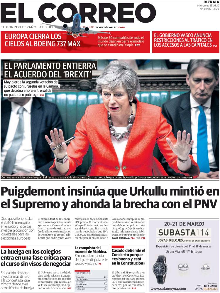Portada de El Correo (Espa&ntilde;a)
