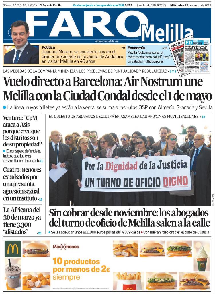 Portada de El Faro de Melilla (Espa&ntilde;a)