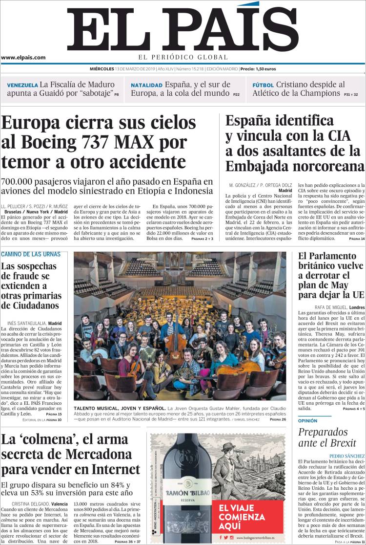 Portada de El País (Espa&ntilde;a)