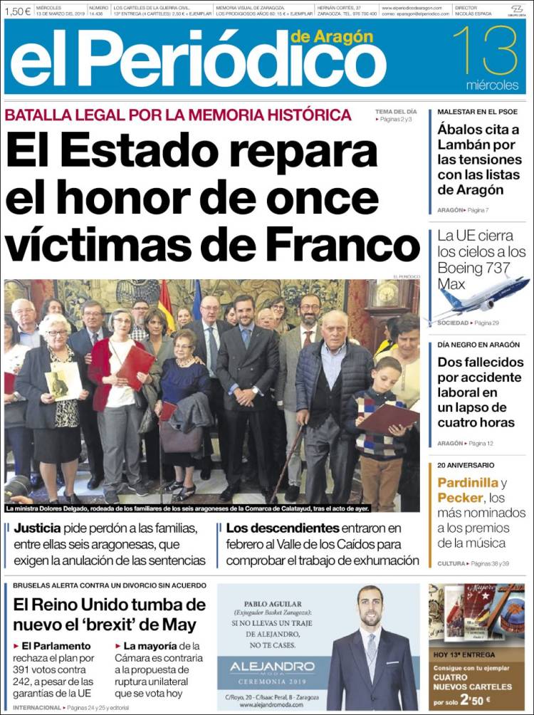 Portada de El Periódico de Aragón (Espa&ntilde;a)